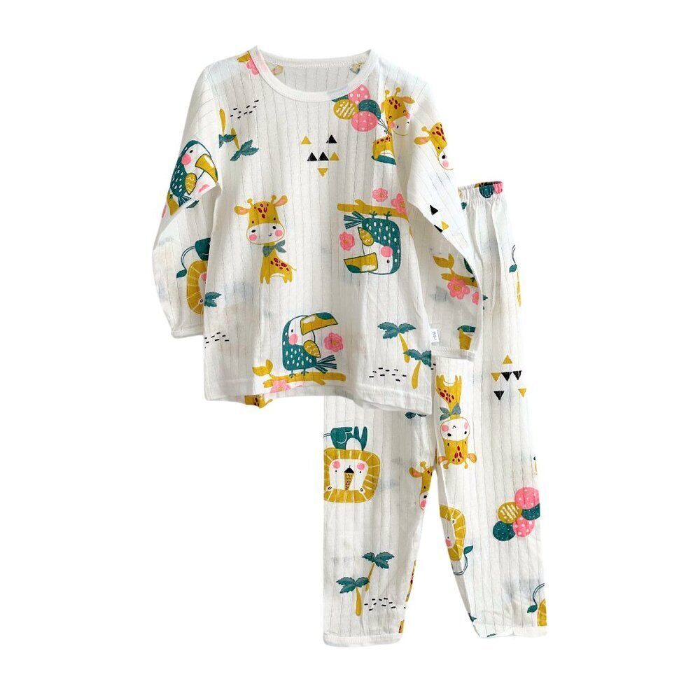 NWT Cute Girls Sleep N' Play Long Sleeve Top & Pants Pajamas Set Safari Party 7Y